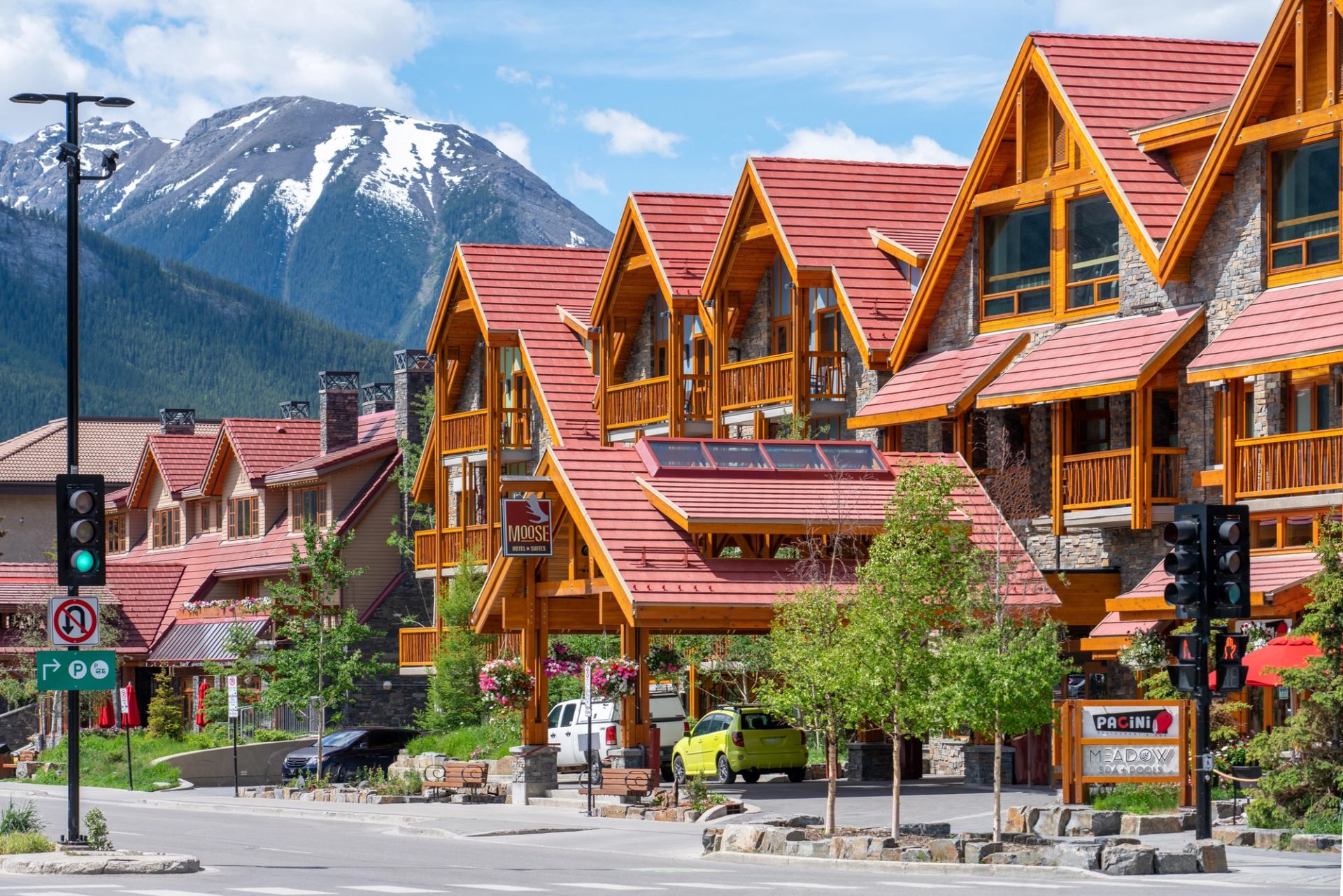 Rustic mountain lodge with cozy suites and scenic views in Banff.