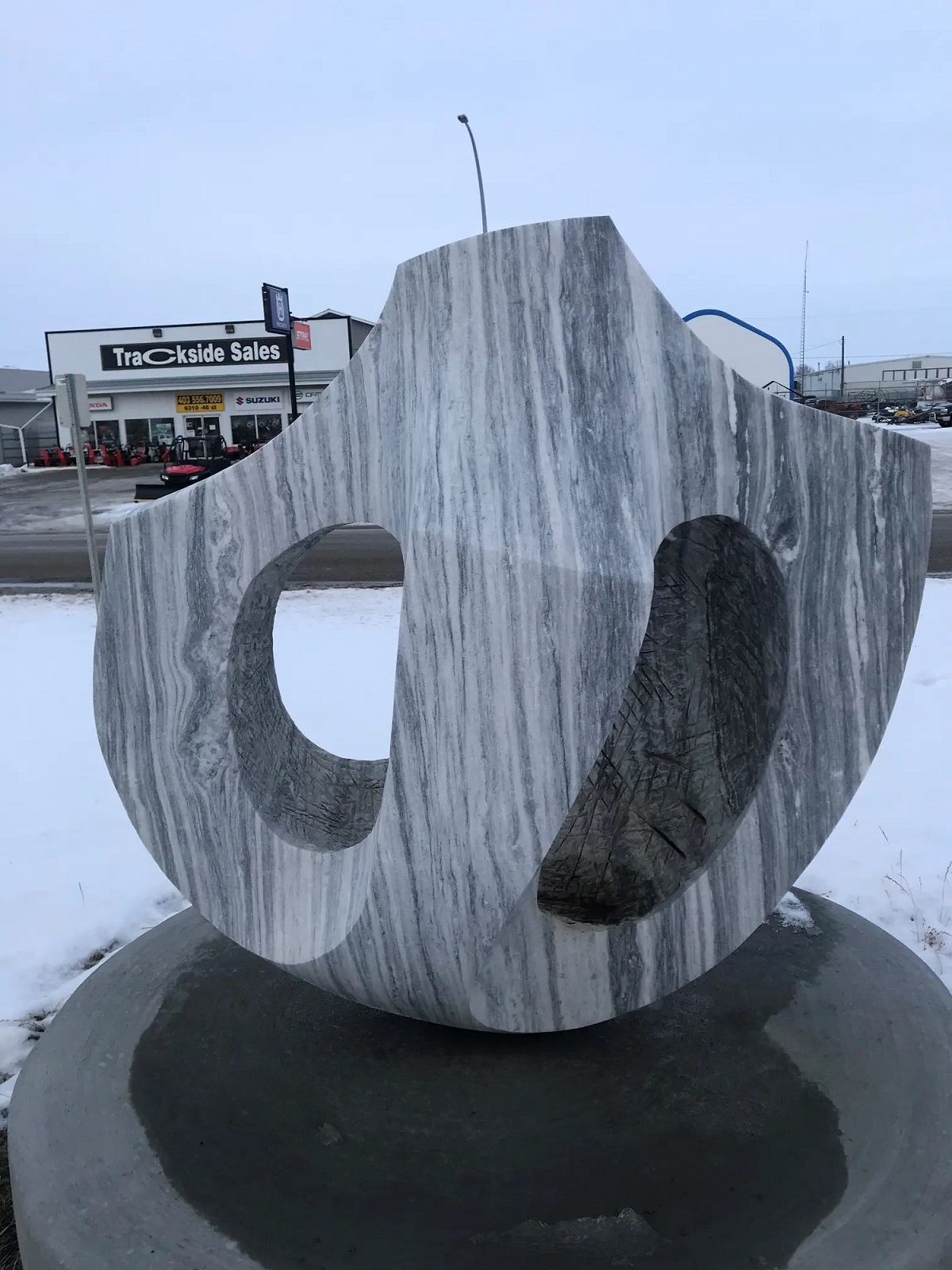 Stone sculpture represents the Rising Sun.