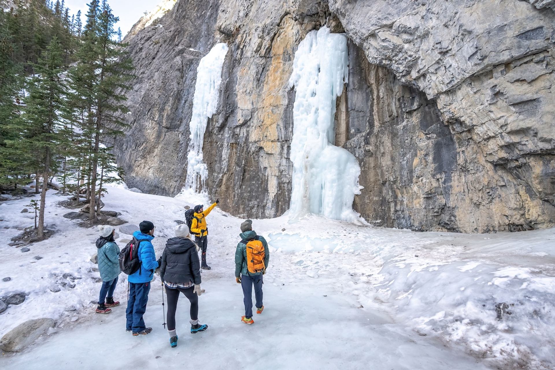 The frozen waterfall at the end of Grotto Canyon Trail.