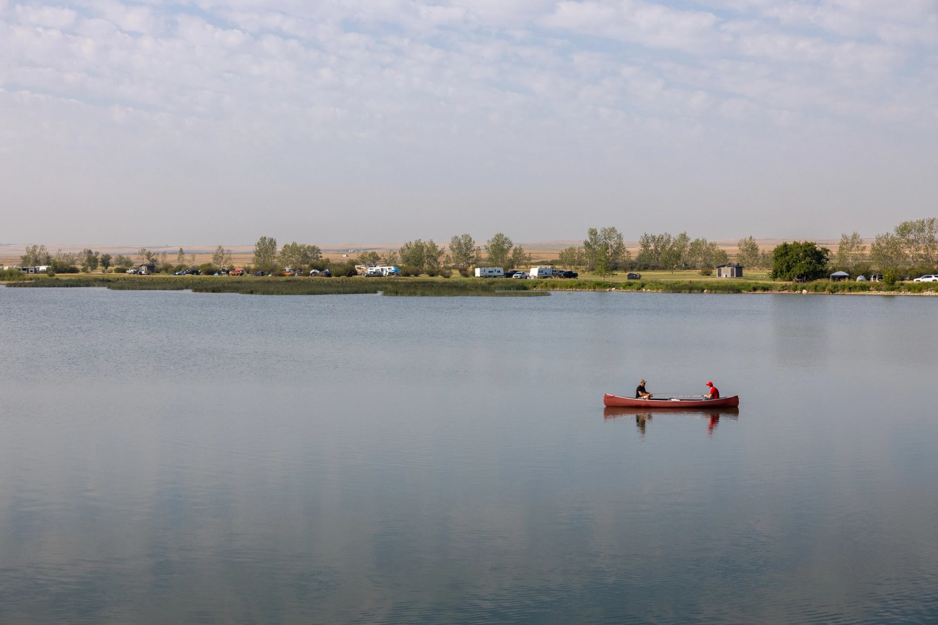 A canoe at Lake McGregor Campground.