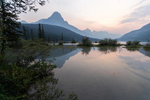 Lake view at Waterfowl Lakes Campground.