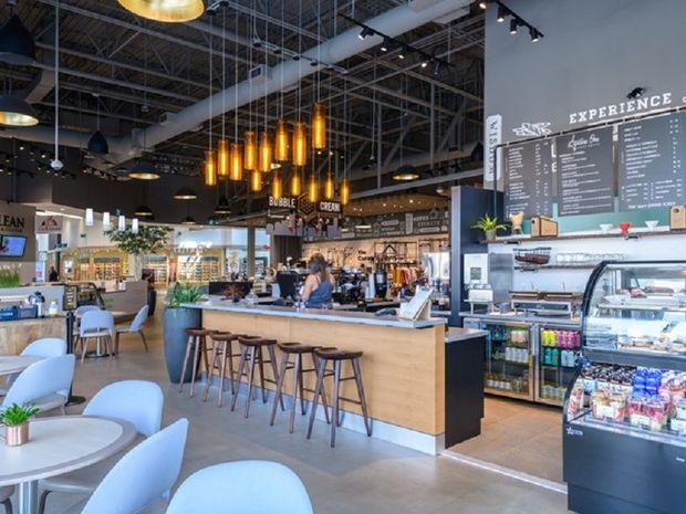 The interior of the Premium Outlet Collection at the Edmonton International Airport.