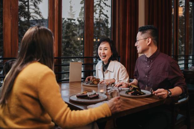 A family dining at Pyramid Lake Lodge.