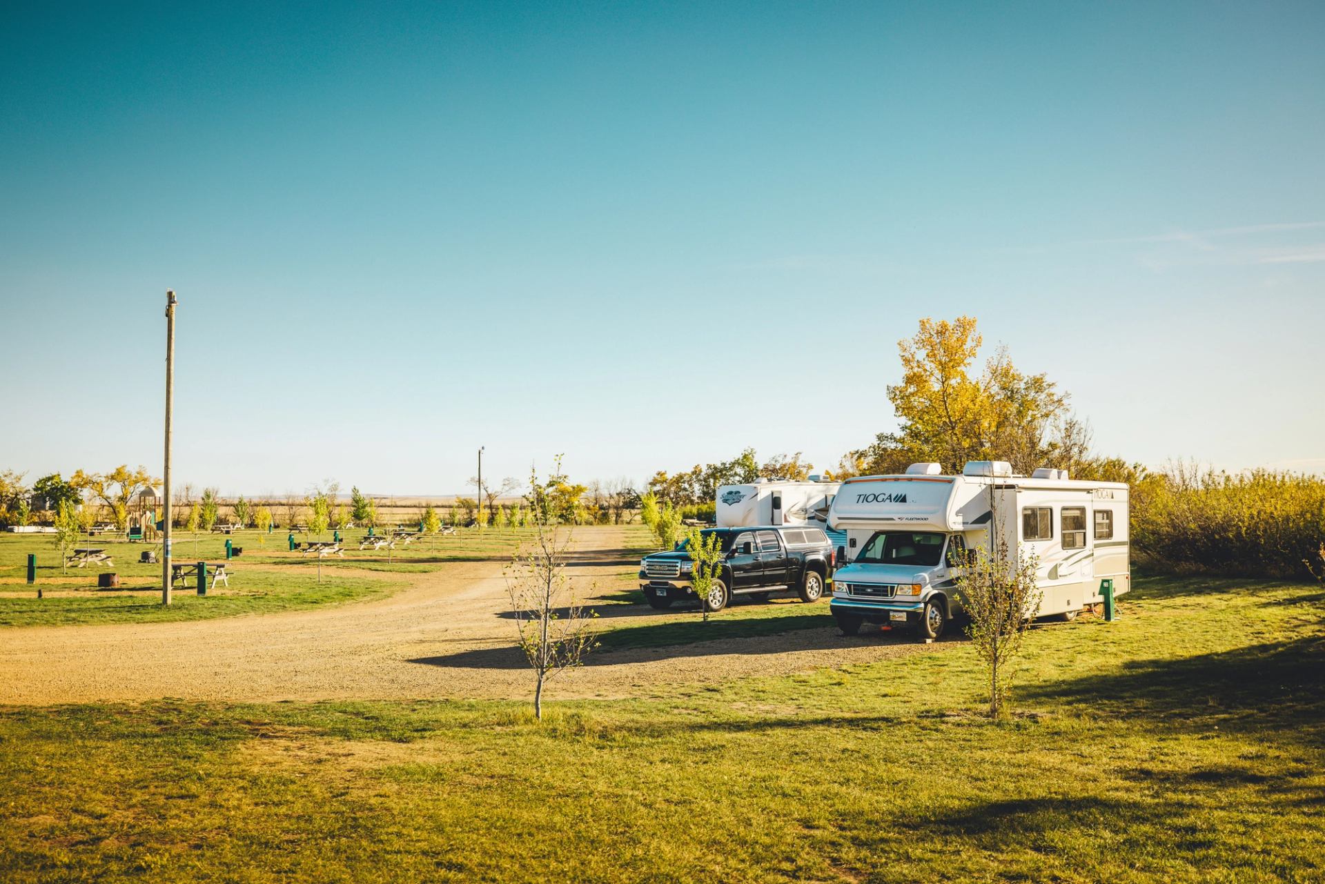 An RV campsite at Horseshoe Canyon Campground.