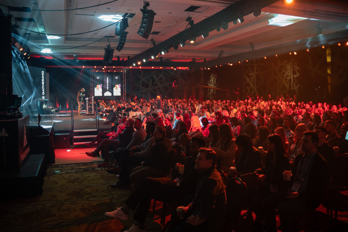 The audience at The Gathering Festival listening to the speakers.