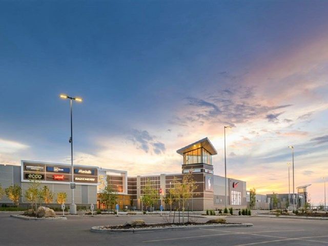 The exterior of the Premium Outlet Collection at the Edmonton International Airport.