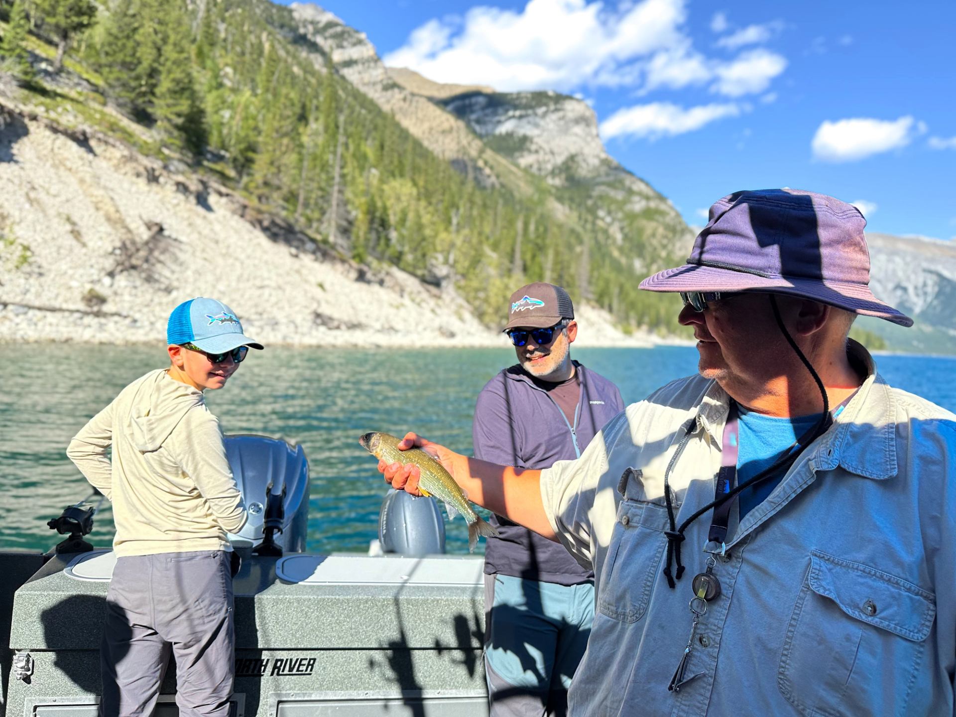 A group of people boating