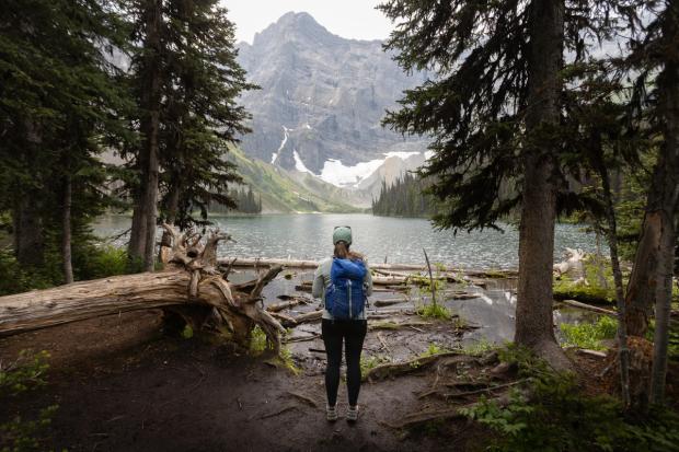 Hiker at Rawson Lake.