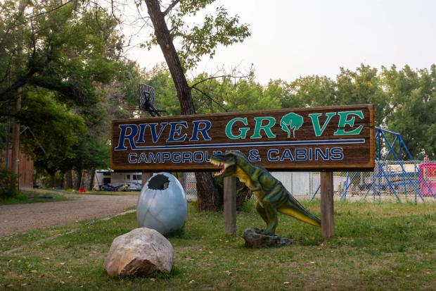 Sign at River Grove Campground and Cabins.