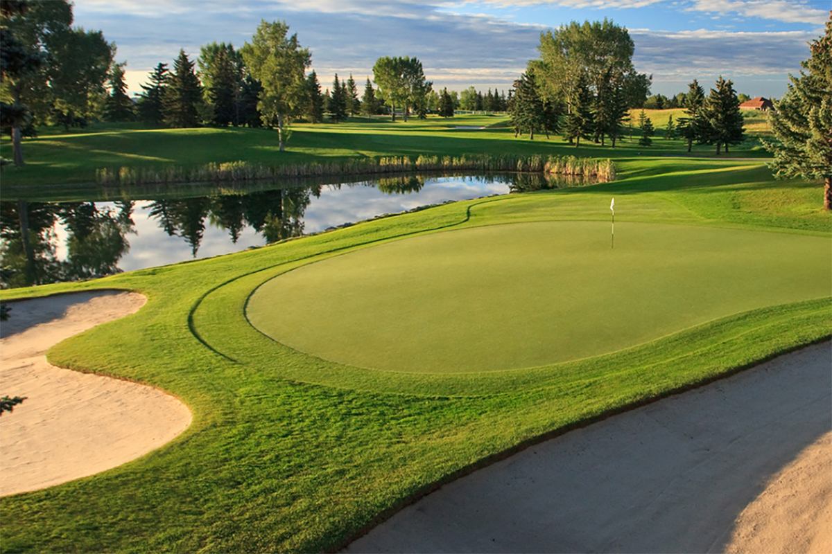 Greenside view of a hole at the Bearspaw Golf Club in northwest Calgary.