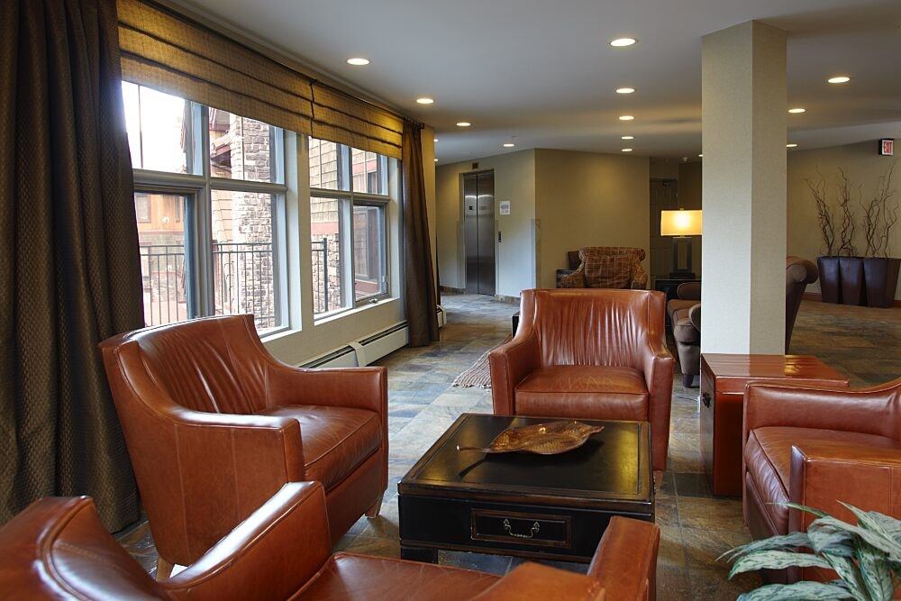 Cozy lounge with leather seating