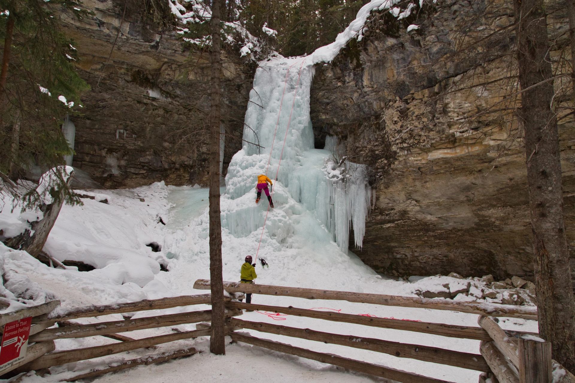 Ice climbers at Troll Falls