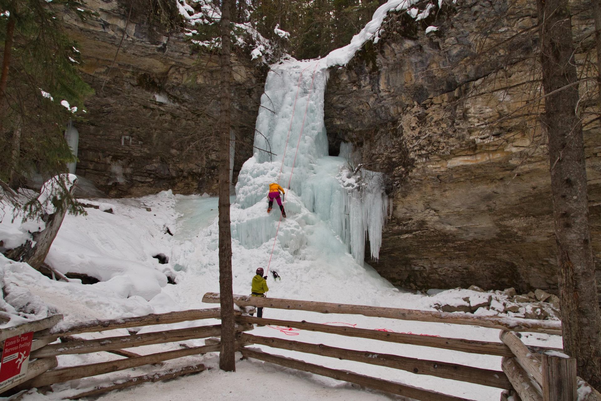 Ice climbers at Troll Falls