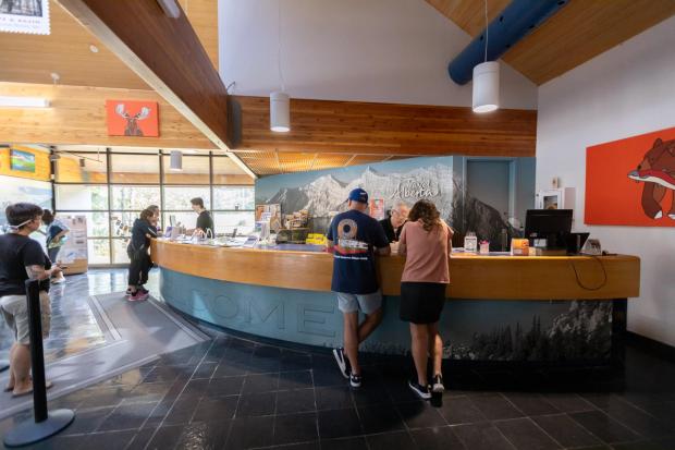 Interior of Canmore Visitor Information Center.