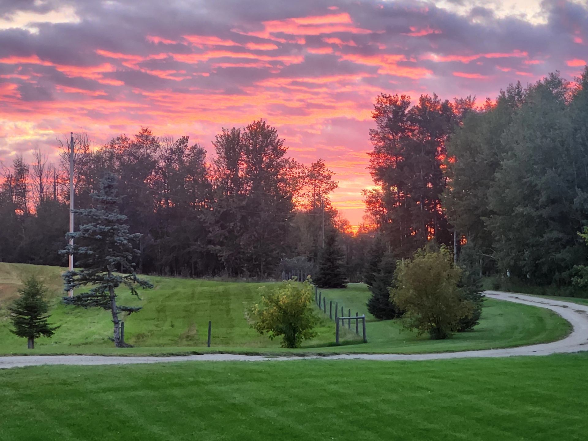 Beautiful sunset over the ranch land