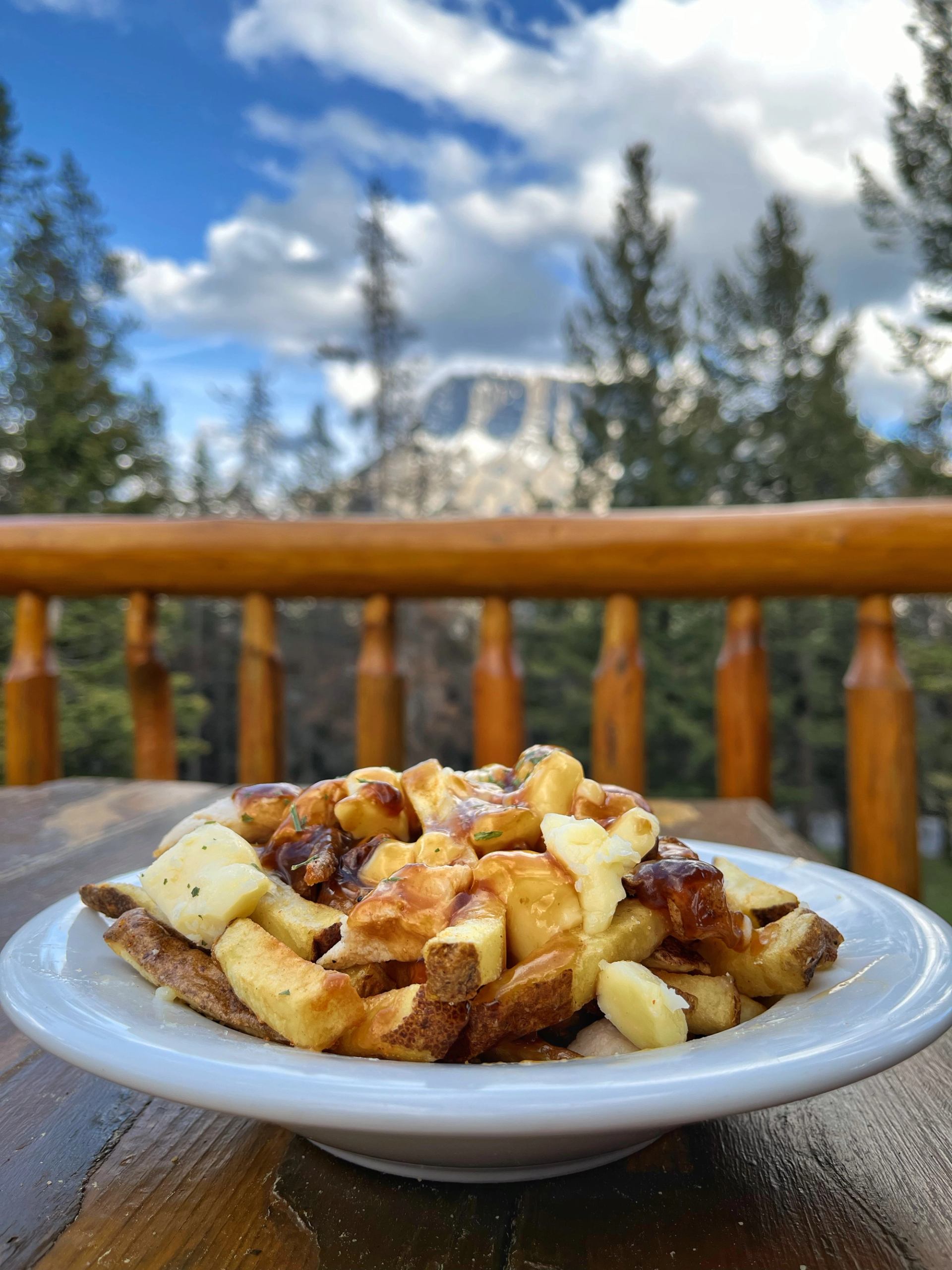 Poutine with mountain views.