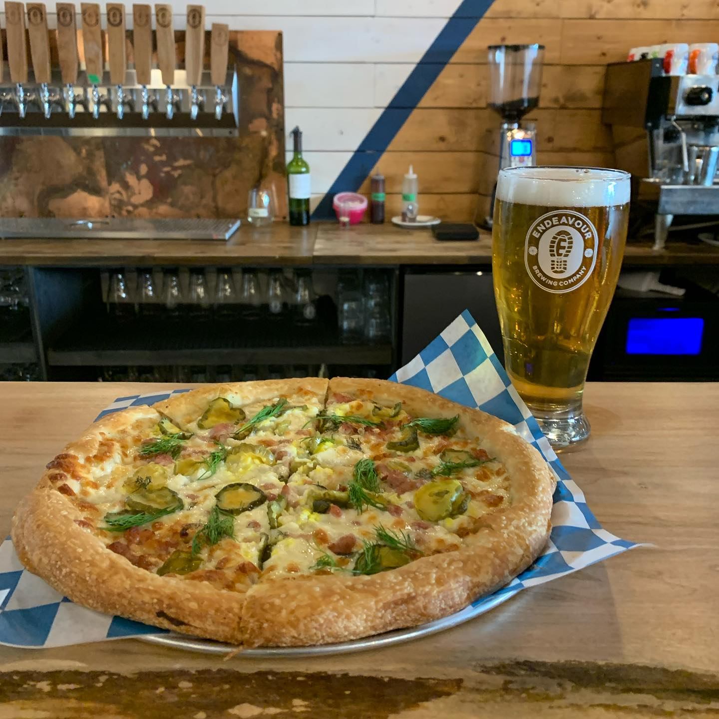 Pizza and beer.