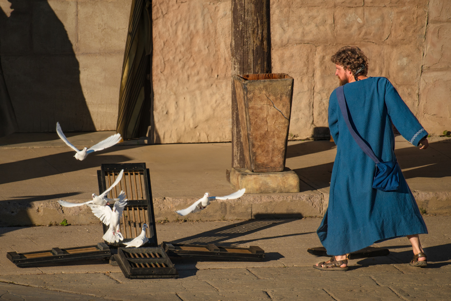 Doves escape their cage on stage at the Badlands Passion Play/Badlands Amphitheatre