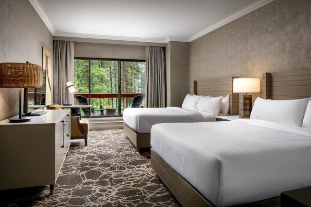 Interior of a guest room at Pomeroy Kananaskis Mountain Lodge.