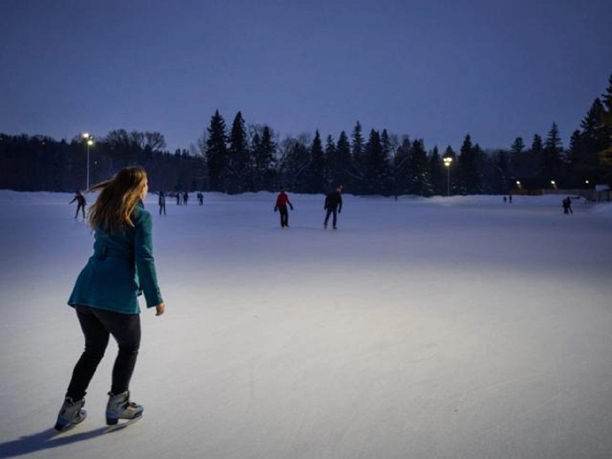 People skating on the IceWay in Victoria Park