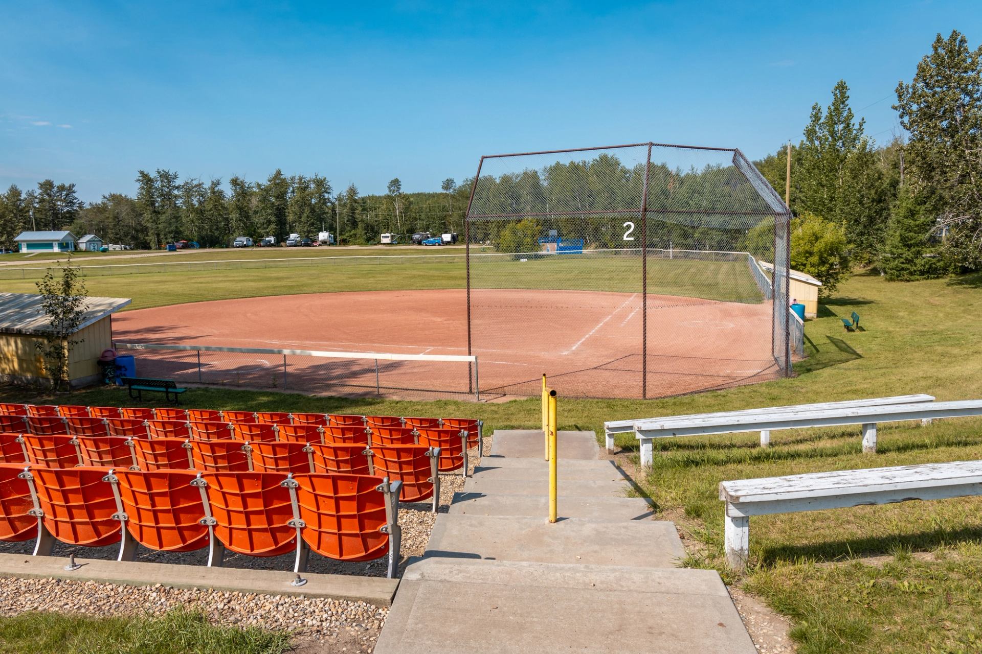 A baseball diamond at Sangudo Riverside Campground.