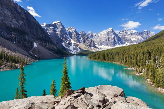 Scenic shot of Moraine Lake in Banff National Park.