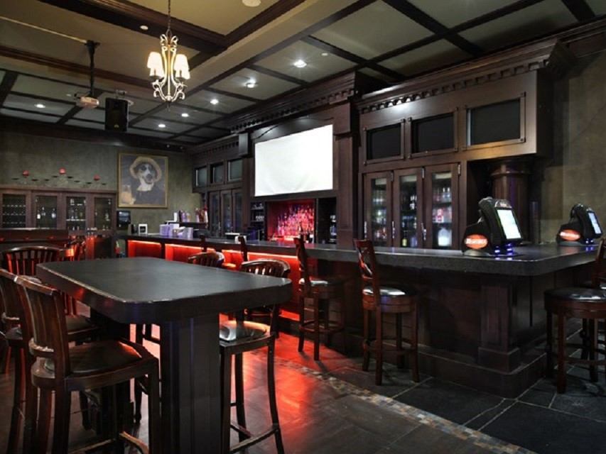 dark and moody lounge located within the hotel