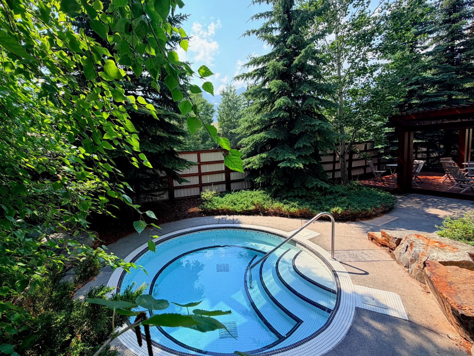 Secluded outdoor hot pools at Bodhi Wellness in Canmore