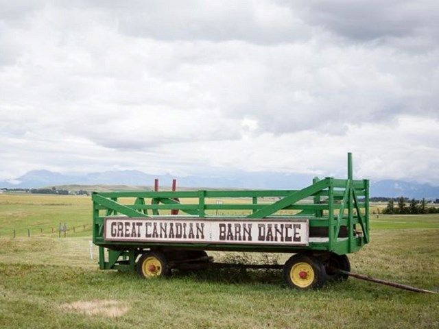 The Great Canadian Barn Dance sign on a wagon.