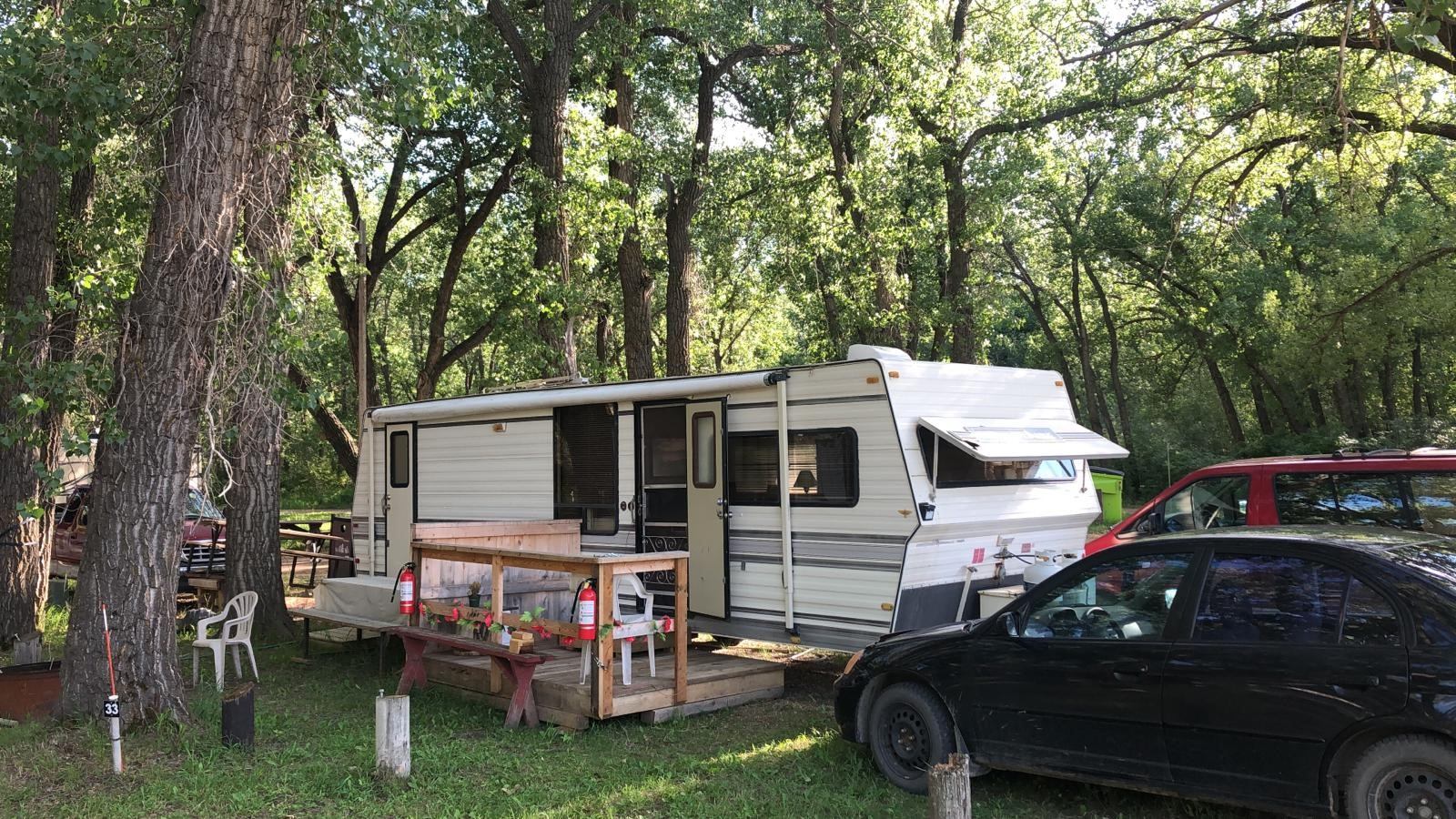 RV set up at Badlands Campground.
