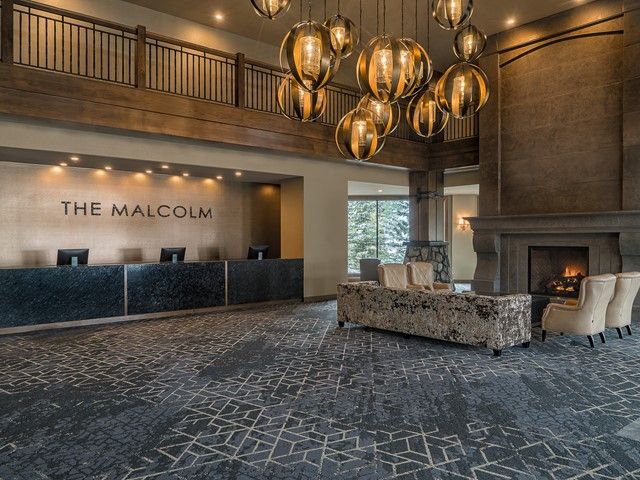 The lobby of the Malcom Hotel in Canmore.