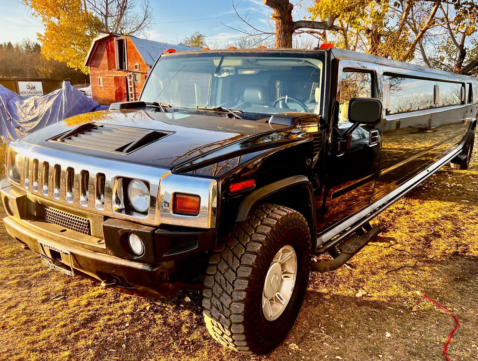 A black stretch limo