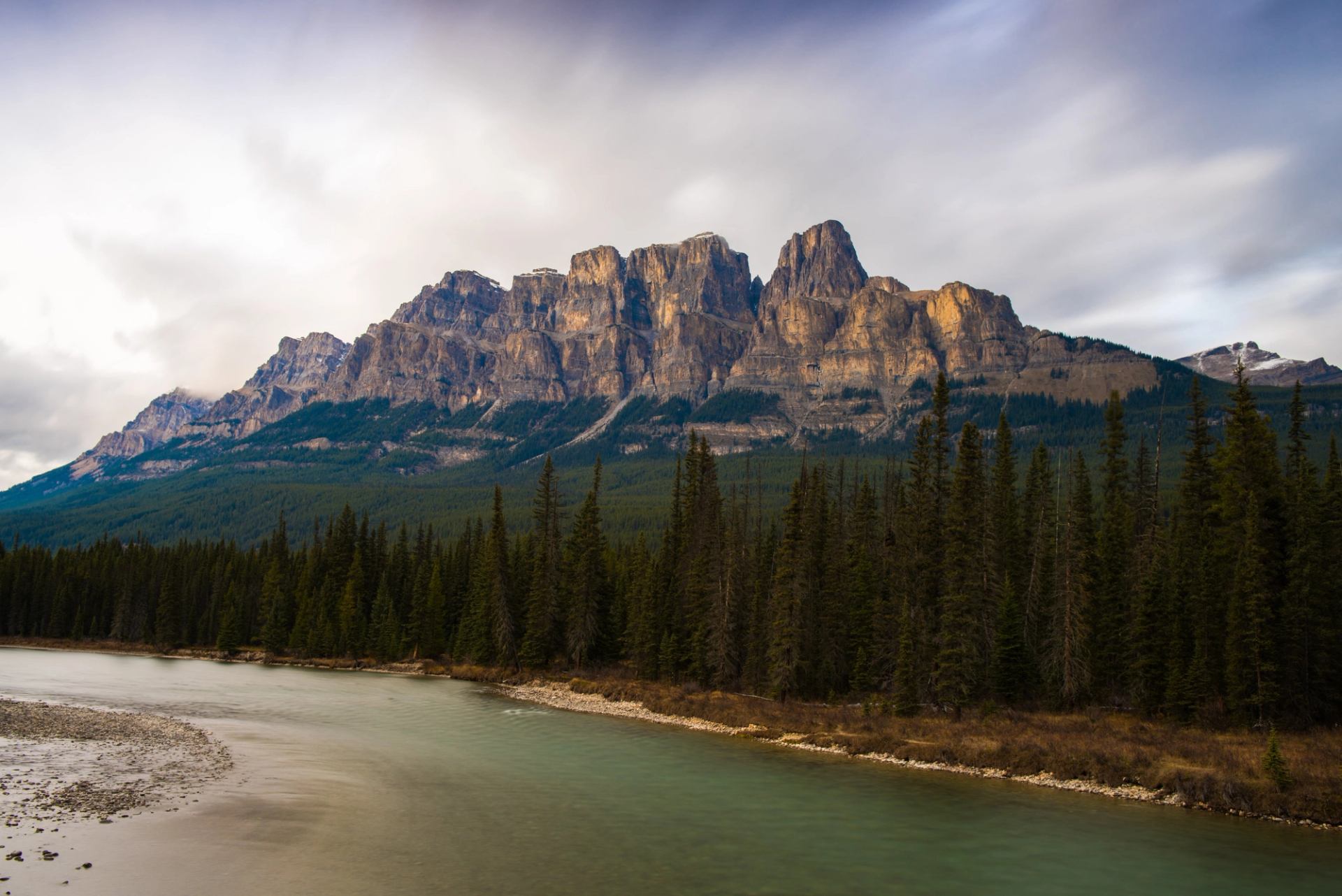 It's a scenic viewpoint along the Bow Valley Parkway, offering dramatic views of Castle Mountain.