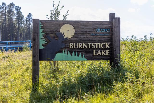 The Burntstick Lake Campground sign.