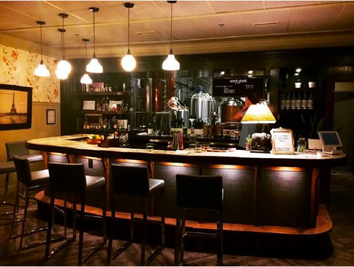 The bar area.