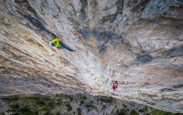 Mountain climbers climbing with Yamnuska Mountain Adventures.