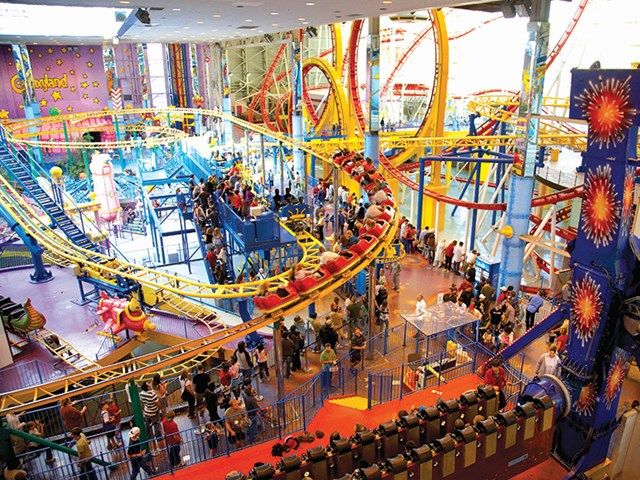 Birds eye view of Galaxyland amusement park in West Edmonton Mall.