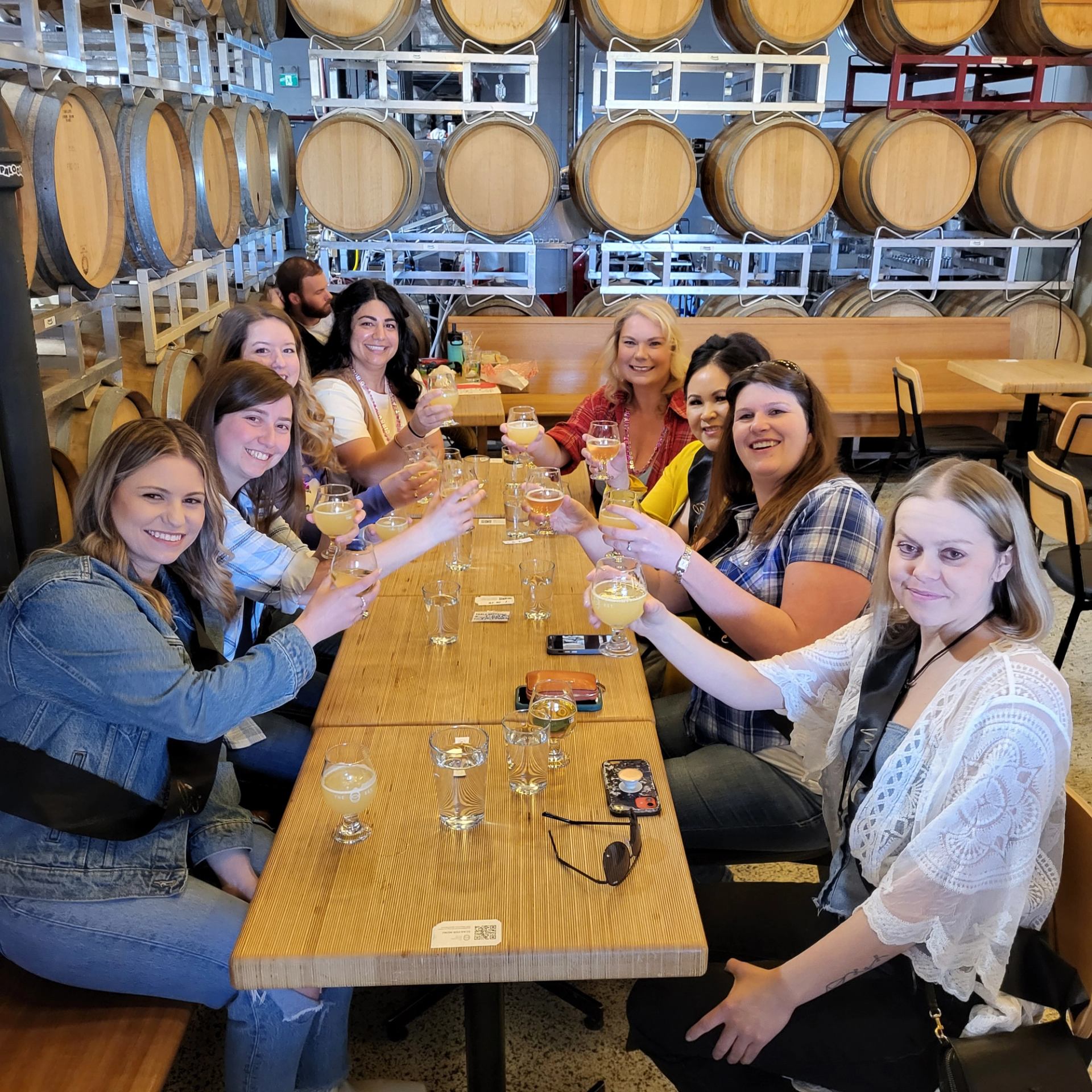 A group of people on the brewery tour.