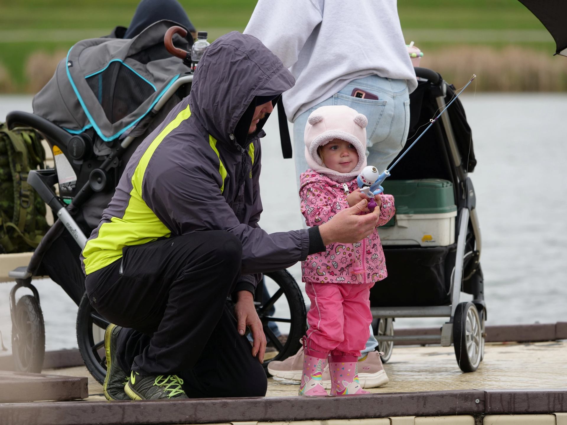 A young angler learning to fish.