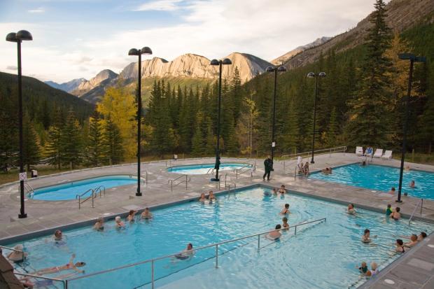 Wide shot of Miette Hot Springs.