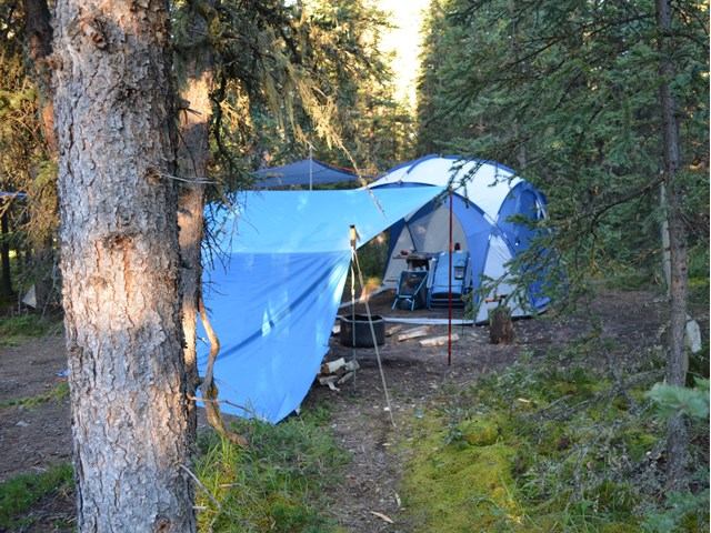 Tent set up at Mukwah Campground.