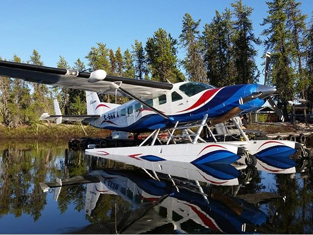 an aircraft on the lake.