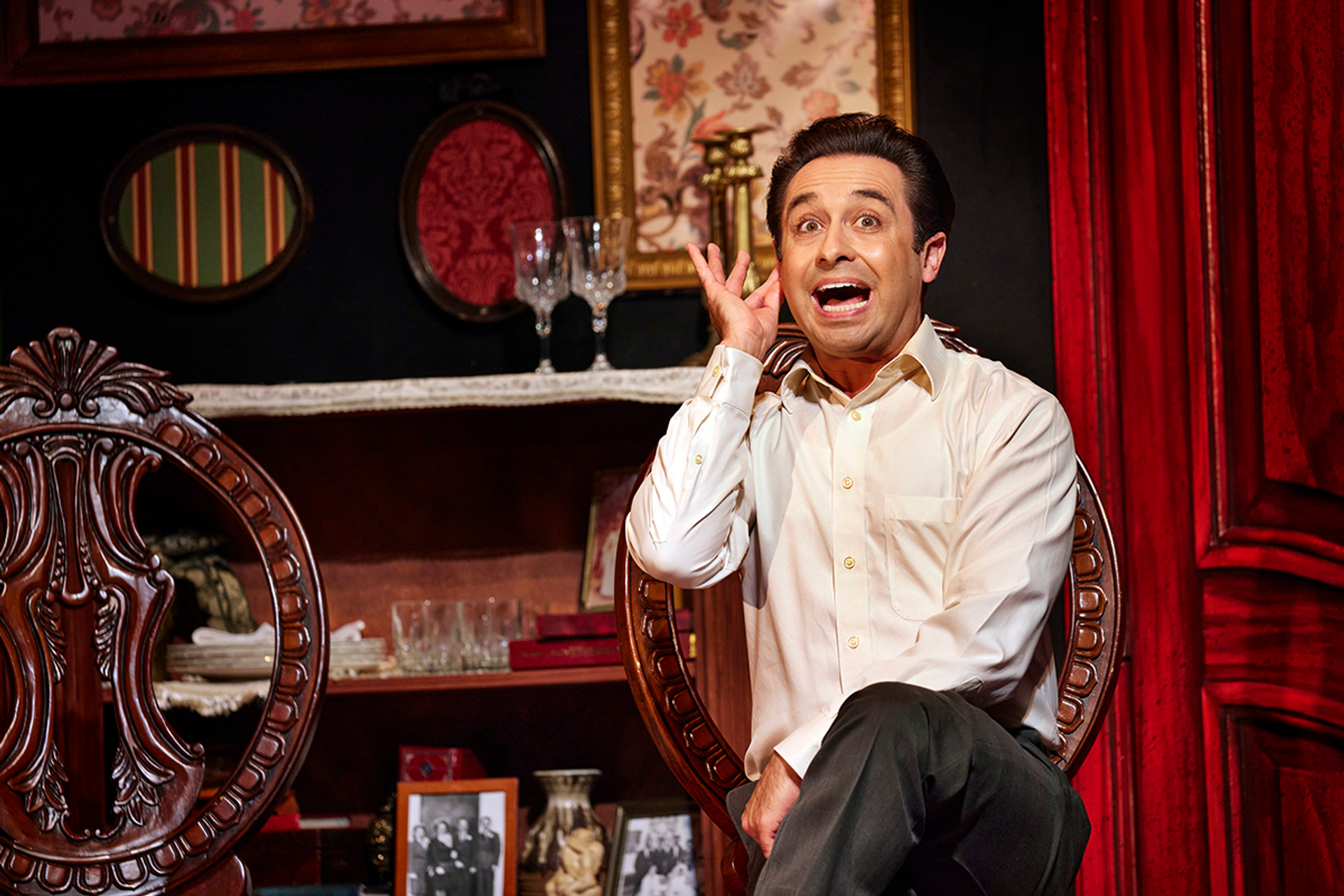 Farren Timoteo acts in a comedic scene in Made in Italy. 