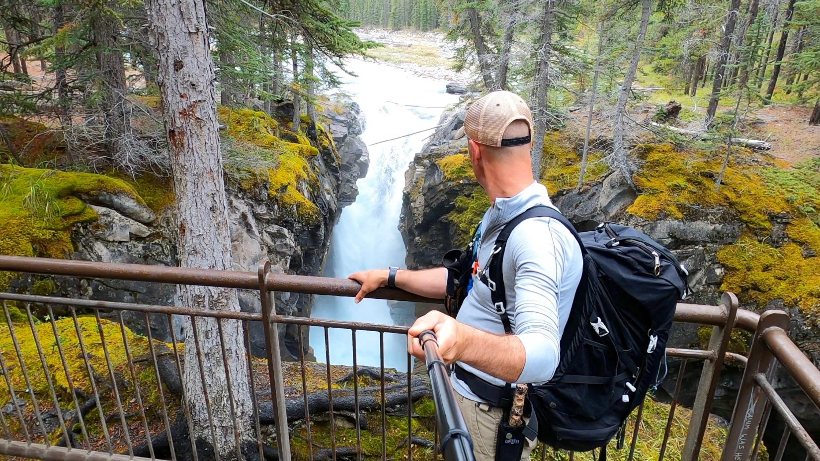 A man viewing Siffleur Falls