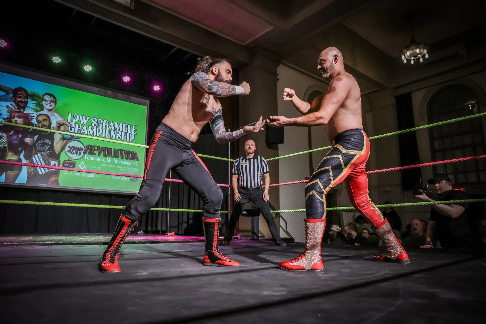 Two wrestlers square off during Love Pro Wrestling 44 match