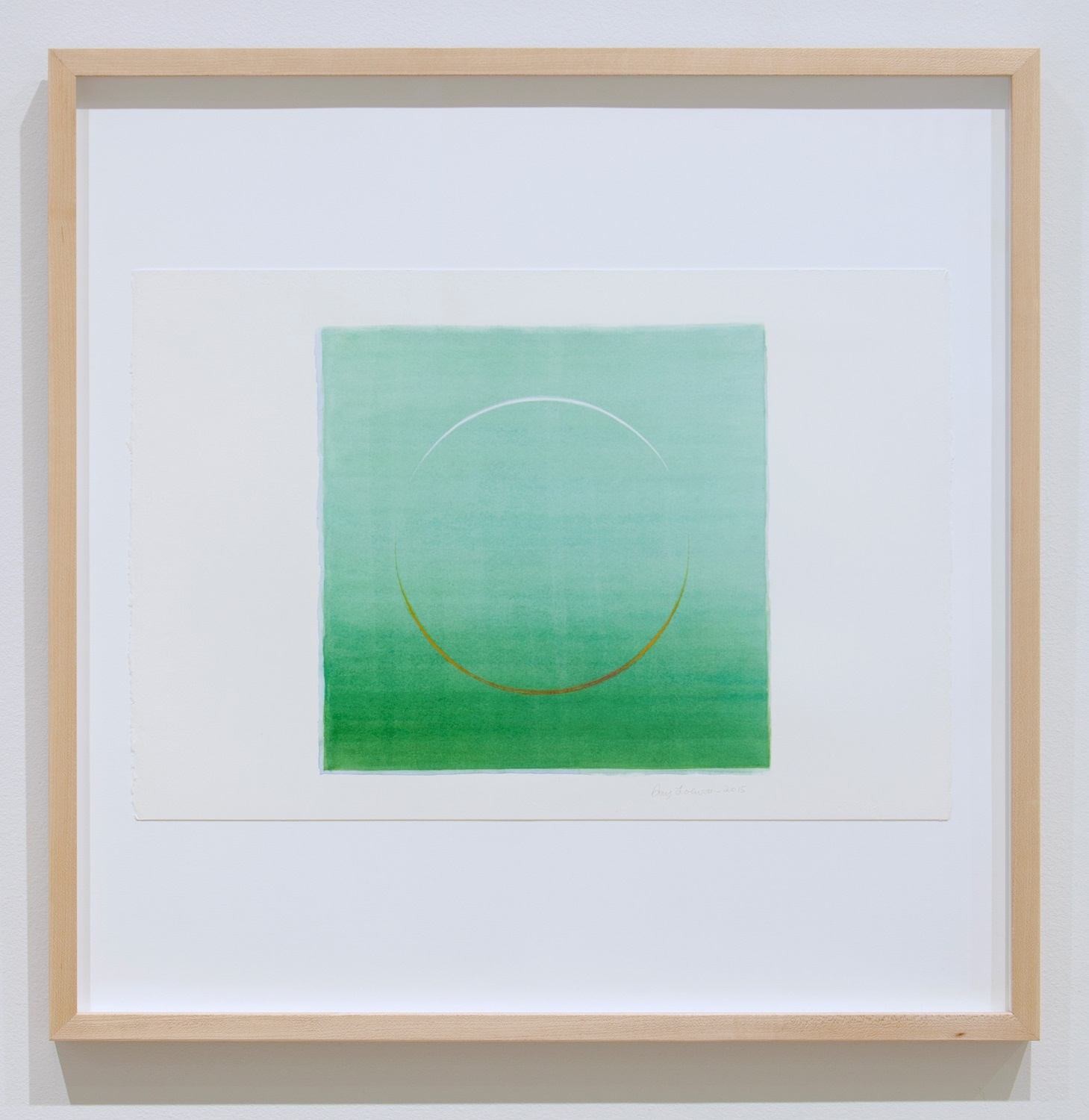 Framed artwork with a green gradient background and a faint central circle.