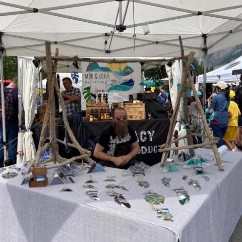 Stained glass vendor at the Banff Farmer's Market.