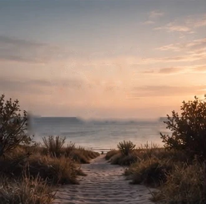 Een duinpad naar zee bij zonsondergang