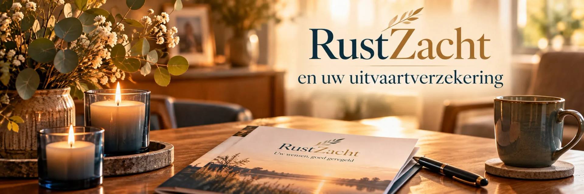 Een lichte eikenhouten kist op een onderstel in de ruimte van RustZacht, met bloemen en warm licht