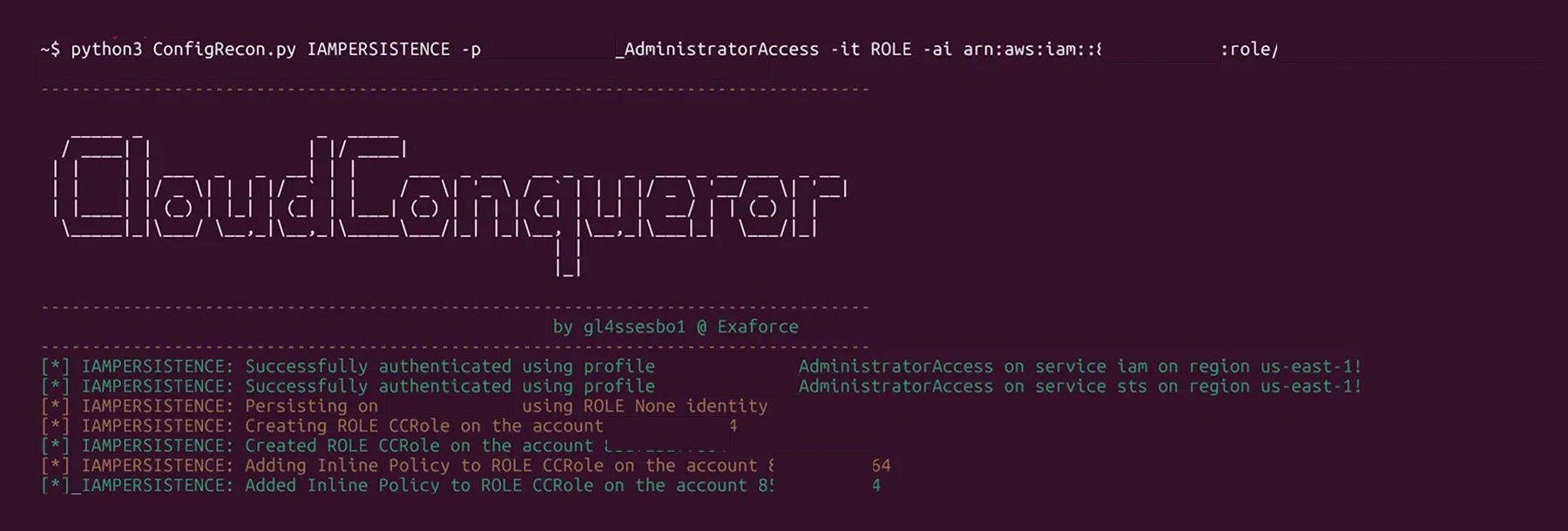 CloudConquerorが永続化のテストのために新しいIAMロールとインラインポリシーを作成する